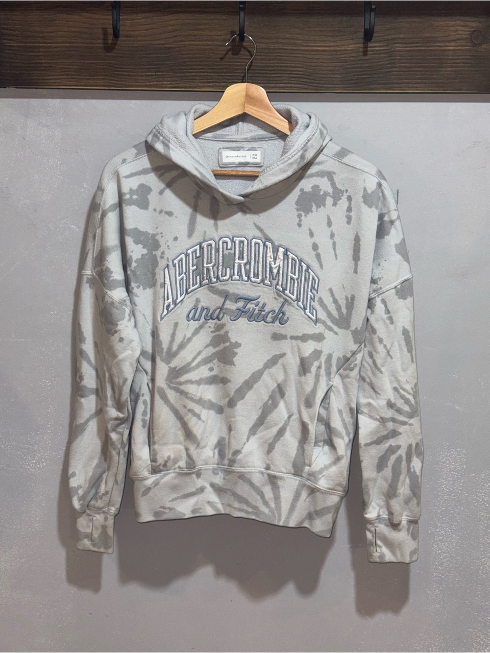 abercrombie kids Gray Tie-Dye Logo Hoodie